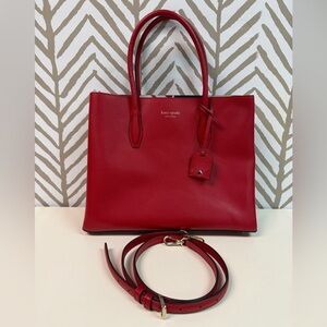 Kate Spade Red Eva Breezy Floral Bag with Crossbody Strap